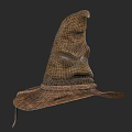 Vintage Brown Wizard Hat With Worn Texture And Rope Trim Design