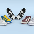 Fashionable High Top Low Top Sneakers with Black White Yellow Blue Burgundy Pink Gray Colors