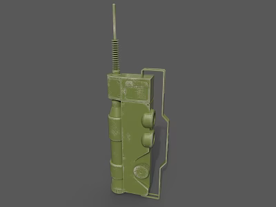 Vintage Green Mobile Radio Communication Device With Antenna And Control Buttons 3d model