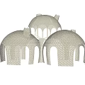 White Grid Pattern Pergola With Modern Arch Structure And Dome Design 3d model