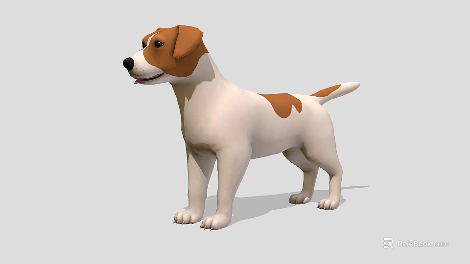 3D Rendered Jack Russell Terrier Dog With White And Brown Coat Standing Pose 3d model 
