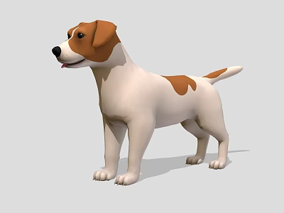 3D Rendered Jack Russell Terrier Dog With White And Brown Coat Standing Pose 3d model