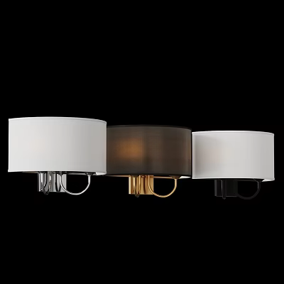 Modern Wall Sconces With White And Brown Fabric Shades And Metal Bases 3d model