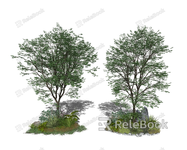 modern tree landscape tree flowers shrub shrub vegetation model