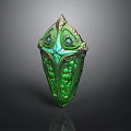 Ornate Green Decorative Artwork With Intricate Gold Accents And Textured Surface