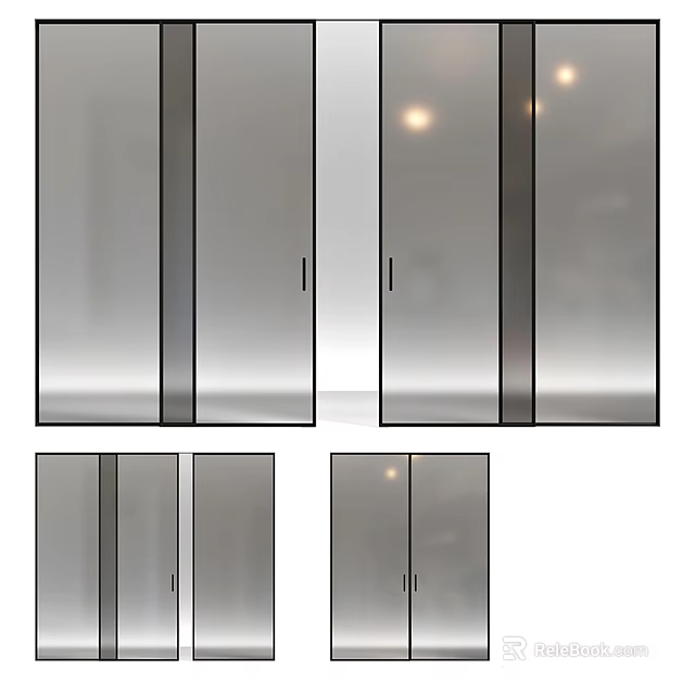 Modern Frosted Glass Door Designs For Home Interior With Various Sizes 3d model 