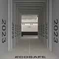 Modern Exhibition Booth With 2021 2022 2023 Numbers LOGO Green Plants And Large Screen