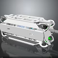 White Modern Water Transport Vehicle With Multiple Thrusters And Green Lights