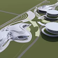 Modern Architectural Design With Circular Roofs Streamlined Structures And Landscaped Surroundings 3d model
