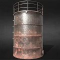 Rusted Military Vehicle With Metal Cage Top And Side Ladder Structure