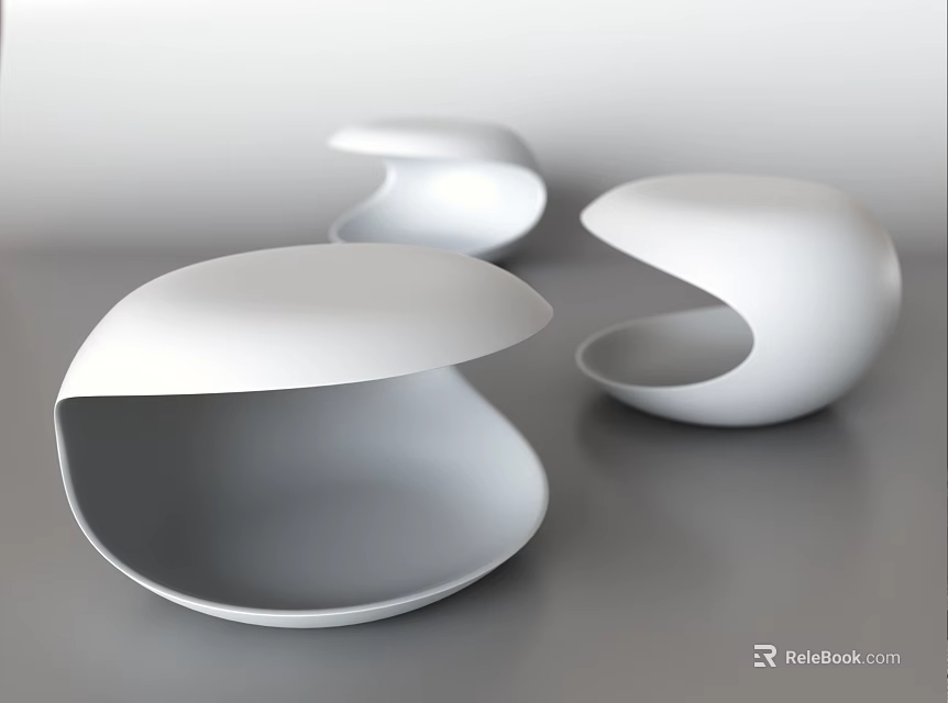 Modern White Coffee Table With Unique Curved Shape And Smooth Surface Design 3d model