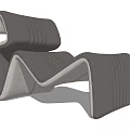 Modern Curved Wave Shape Lounge Chair With Gray Fabric Upholstery And Ergonomic Design