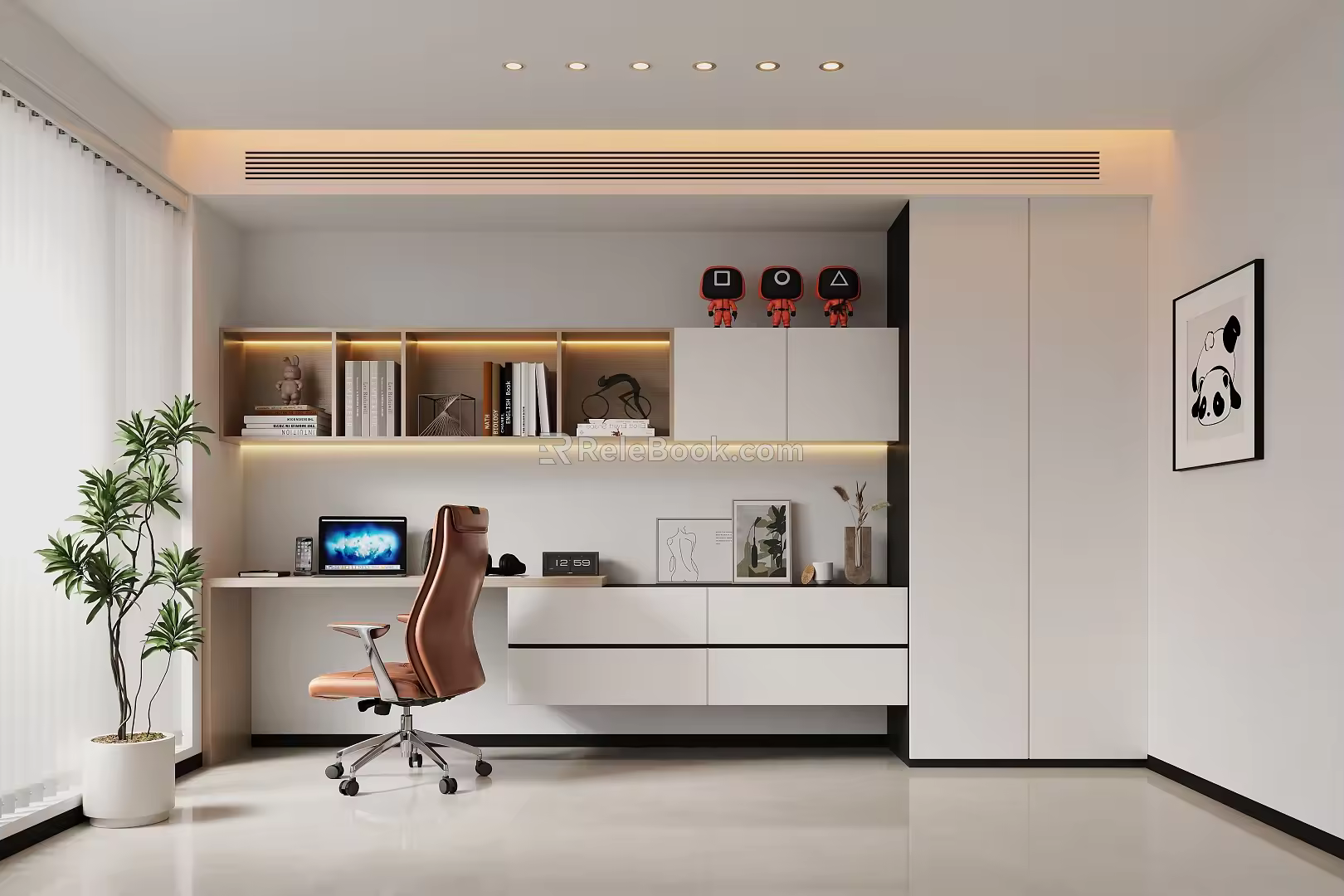 Modern Study Open Study 3d model