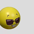 Yellow Round Smiley Emoji Face Wearing Big Sunglasses With Happy Smile