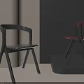 Designer Modern Dining Chairs In Gray And Red With Curved Backrest Design 3d model