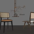 Minotti Modern Dining Chairs Featuring Woven Backrest Wooden Frame And Light Brown Cushions