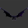 Vibrant Purple Blue Fantasy Dragon Character With Large Wings Flying In 3D Render