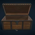 Open Commercial Wooden Storage Chest With Metal Hardware And Empty Interior For Business Storage Solutions