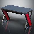 Modern Gaming Desk With Gray Tabletop Black Frame And Red Leg Accents