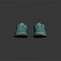 Turquoise Running Shoes With Mesh Upper Yellow Laces And White Sole