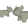 Two Adorable Gray Plush Dog Shaped Stuffed Toys With Soft Fabric Texture