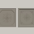 Elegant Gray Ceiling Panels With Two Square Ornate Intricate Patterns 3d model
