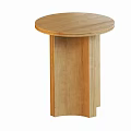 Light and Dark Wooden Side Tables with Round Tops Cylindrical Base and Clear Bottle