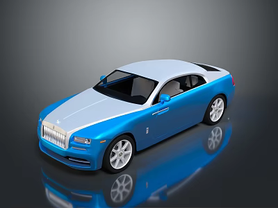 Blue and White Luxury Car With Sleek Design Chrome Grille And Alloy Wheels 3d model