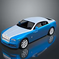 Blue and White Luxury Car With Sleek Design Chrome Grille And Alloy Wheels