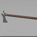 Traditional Axe Weapon With Polished Metal Head And Brown Wooden Handle