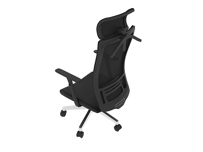 Black Mesh Office Chair With Ergonomic Backrest Armrests And Swivel Wheels 3d model