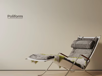 Poliform Modern Leisure Chair With Grey Fabric Cushion And Metal Frame In Minimalist Interior 3d model