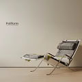 Poliform Modern Leisure Chair With Grey Fabric Cushion And Metal Frame In Minimalist Interior