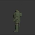 Green Armor Clad Figure Sculpture With Intricate Carved Back Details