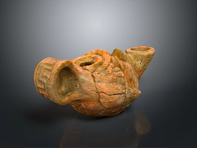 Ancient Ceramic Vessel As Daily Use Item With Cracked Texture And Rustic Surface 3d model