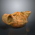 Ancient Ceramic Vessel As Daily Use Item With Cracked Texture And Rustic Surface