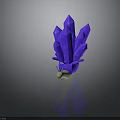 Blue Crystal Like Plant With White Base On Gray Background And Reflection