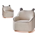Cute Kids Chair with Bear Ears Light Beige Fabric Cover and Wooden Legs