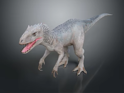 Realistic 3D Dinosaur Model With Gray Skin Sharp Spikes And Open Mouth 3d model