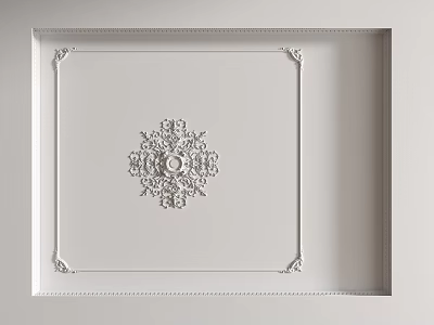 French Gypsum Carved Ceiling Light Plate Corner Angle Gypsum 3d model