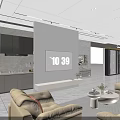 Modern Midea Life Store Interior With Office Desks Chairs Display Cabinets And Ceiling Lights