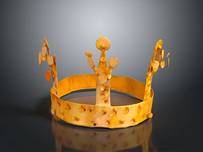 Golden Crown With Ornate Design Intricate Patterns Decorative Protrusions And Shiny Surface 3d model