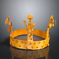 Golden Crown With Ornate Design Intricate Patterns Decorative Protrusions And Shiny Surface