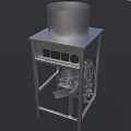Industrial Equipment With Metal Frame Cylindrical Container And Conical Hopper On Stand