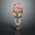 Artistic Handcrafted Decorative Mask With Intricate Patterns Vibrant Colors And Facial Details