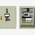 Industrial Control Panel Featuring Front Display Control Buttons and Internal Relays Terminal Blocks 3d model