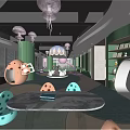 Playful Kindergarten Interior Featuring Jellyfish Chandeliers Egg Shaped Seats And Green Walls