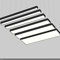 Modern Linear Pendant Lights With Black Frames White Illuminated Hanging In Staggered Arrangement