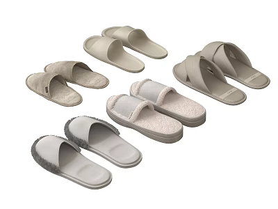 Comfortable Home Slippers with Soft Materials Various Styles and Light Colors for Daily Wear 3d model