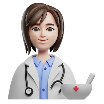 Modern cartoon female doctor character Icon 3d model